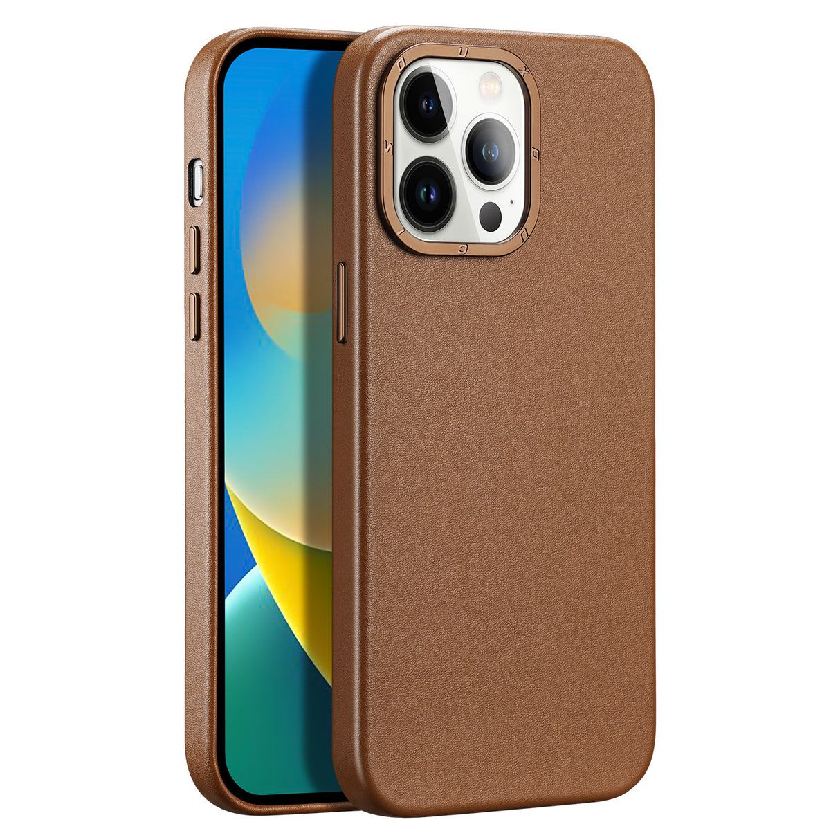 Dux Ducis Grit capa de couro para iPhone 14 Pro Max elegante capa de couro sintético (compatível com MagSafe) castanho