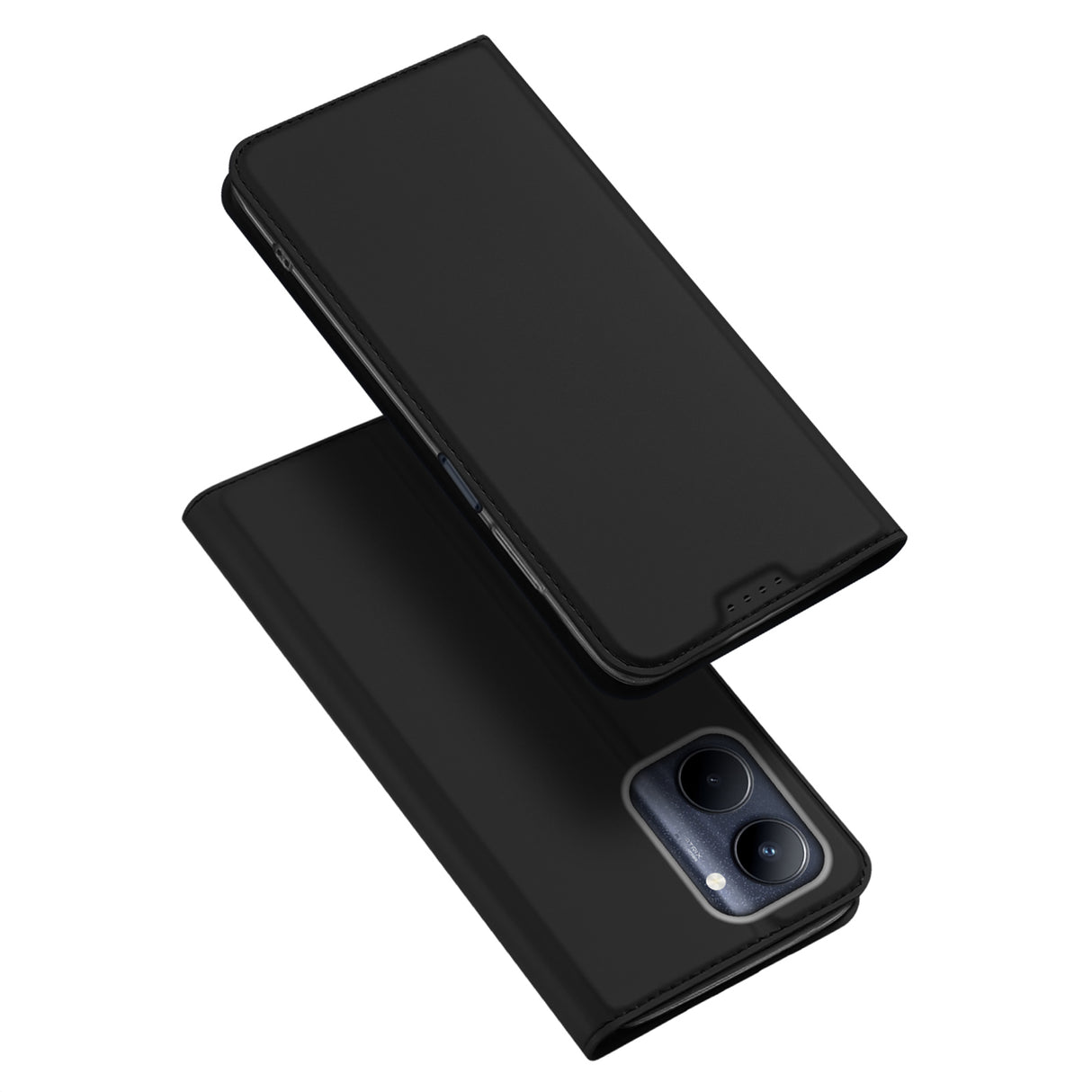 Capa Dux Ducis Skin Pro para Realme C33 com aba, porta-cartões e suporte, na cor preta.
