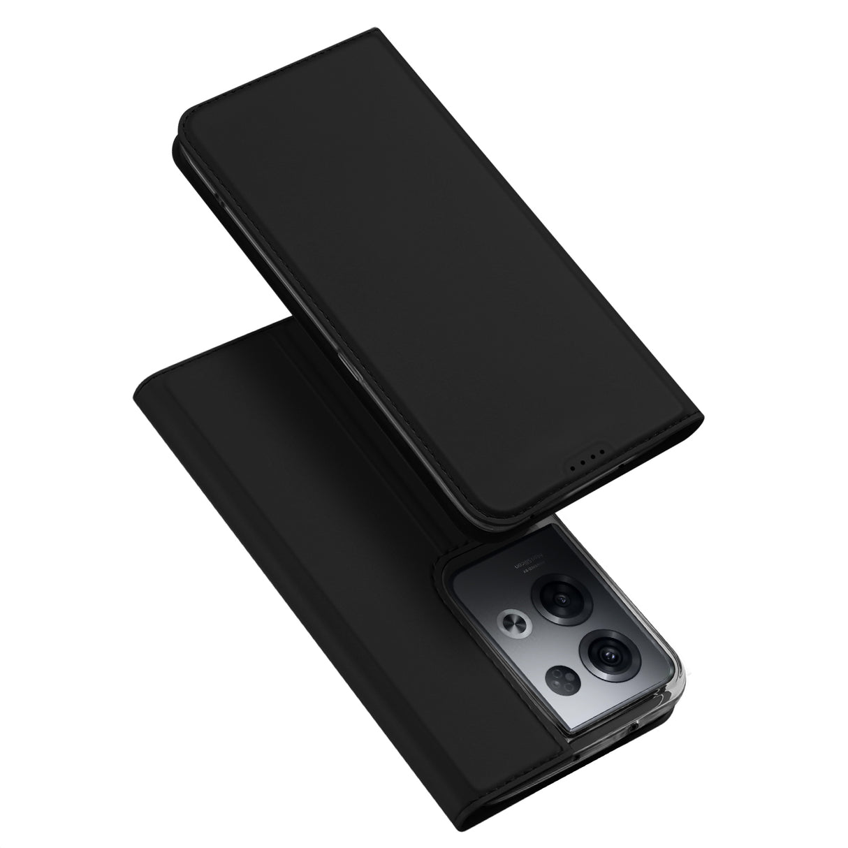 Capa Dux Ducis Skin Pro para Oppo Reno 8 Pro com aba, porta-cartões e suporte, na cor preta.