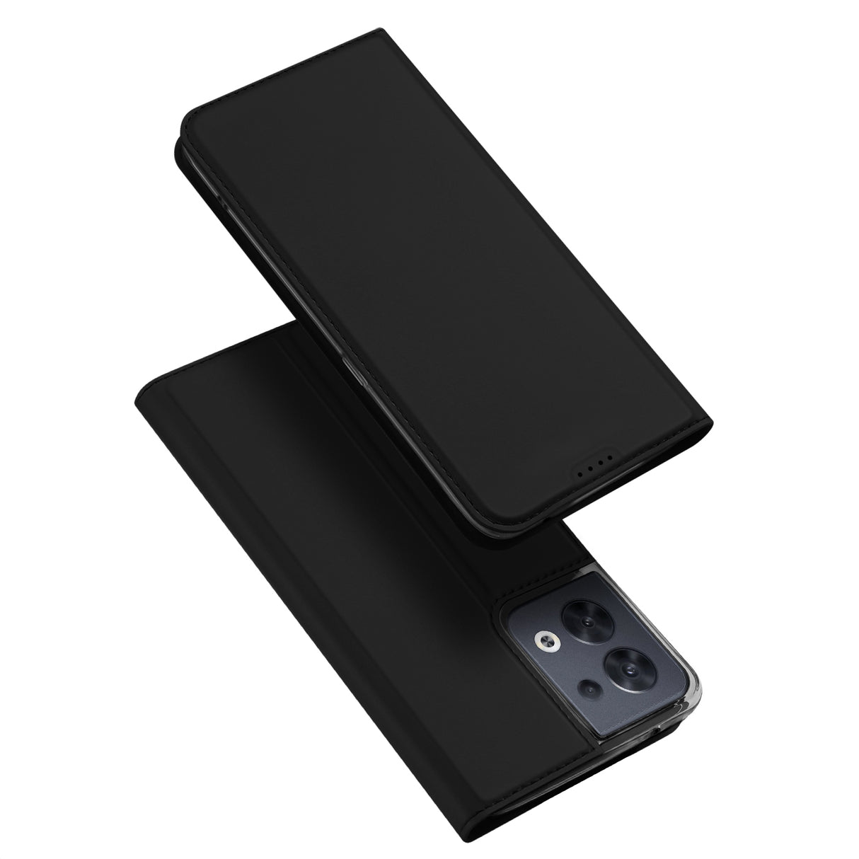 Capa Dux Ducis Skin Pro para Oppo Reno 8 com aba, porta-cartões e suporte, na cor preta.