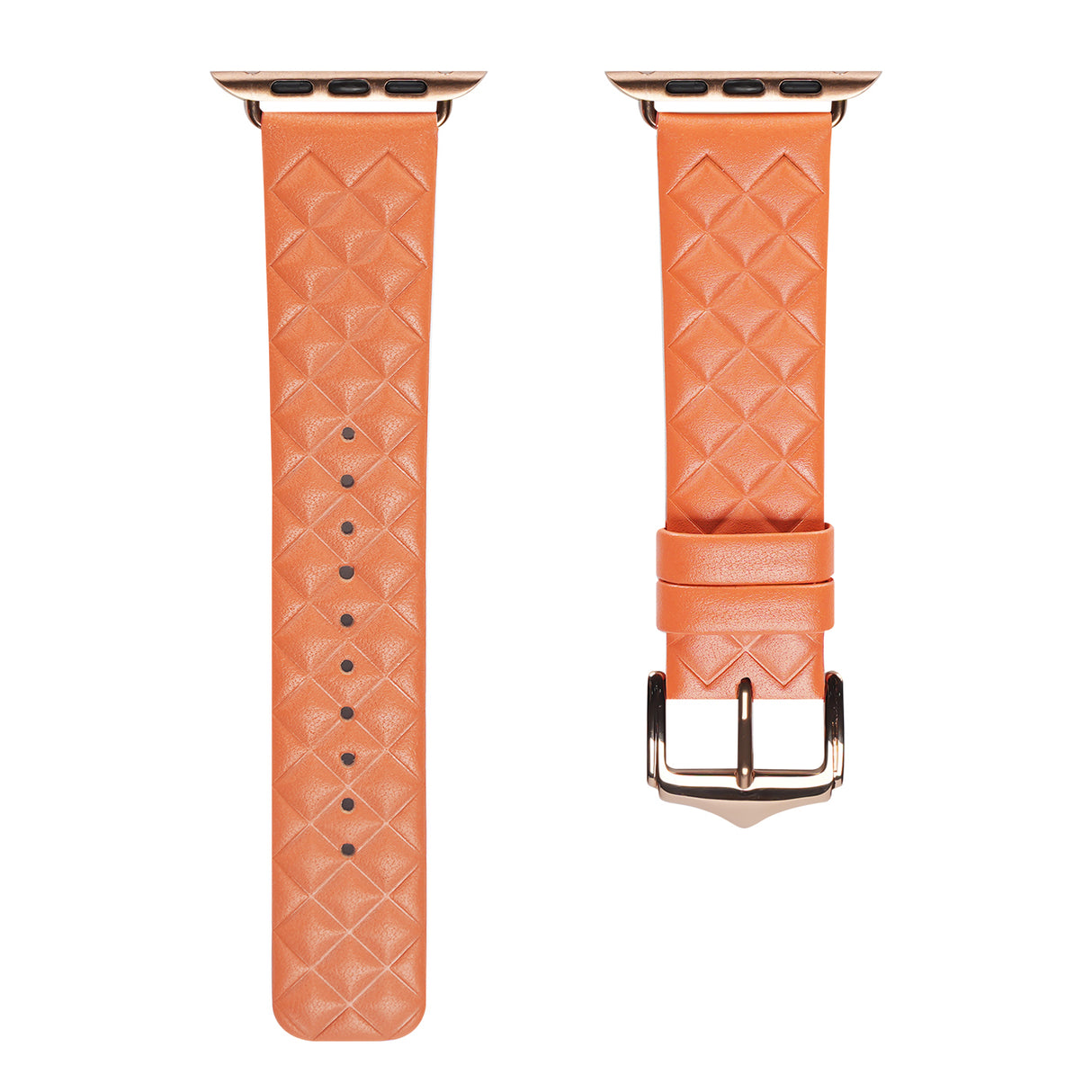 Pulseira de Couro Dux Ducis para Watch 7 / 6 / 5 / 4 / 3 / 2 / SE (45 / 44 / 42mm) pulseira de couro natural na cor laranja (Versão Enland)