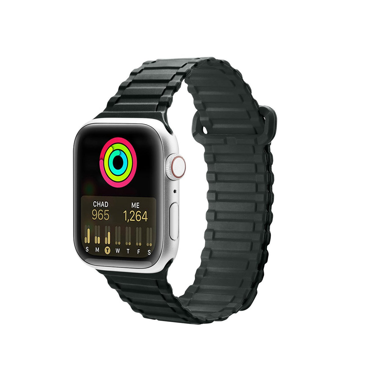 Pulseira Dux Ducis Strap (Versão Armor) para Apple Watch SE, 9, 8, 7, 6, 5, 4, 3, 2, 1 (41, 40, 38 mm) de silicone magnético na cor verde