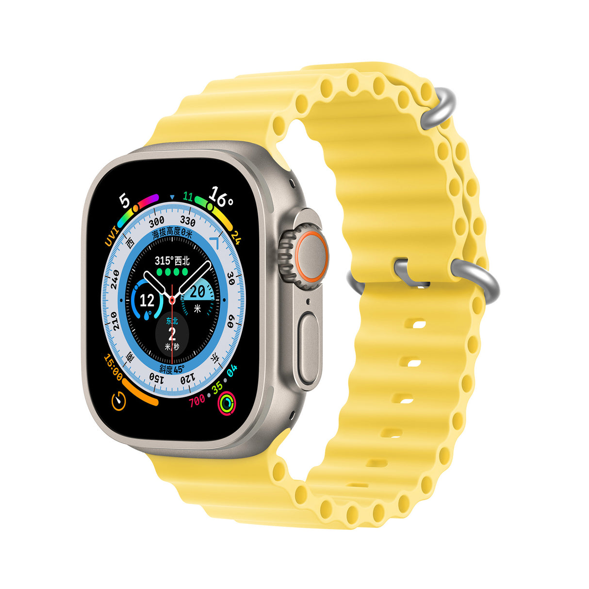 Dux Ducis Strap pulseira para Watch 9 / 8 / 7 / 6 / 5 / 4 / 3 / 2 / SE (45 / 44 / 42mm) pulseira de silicone amarela (Versão OceanWave)