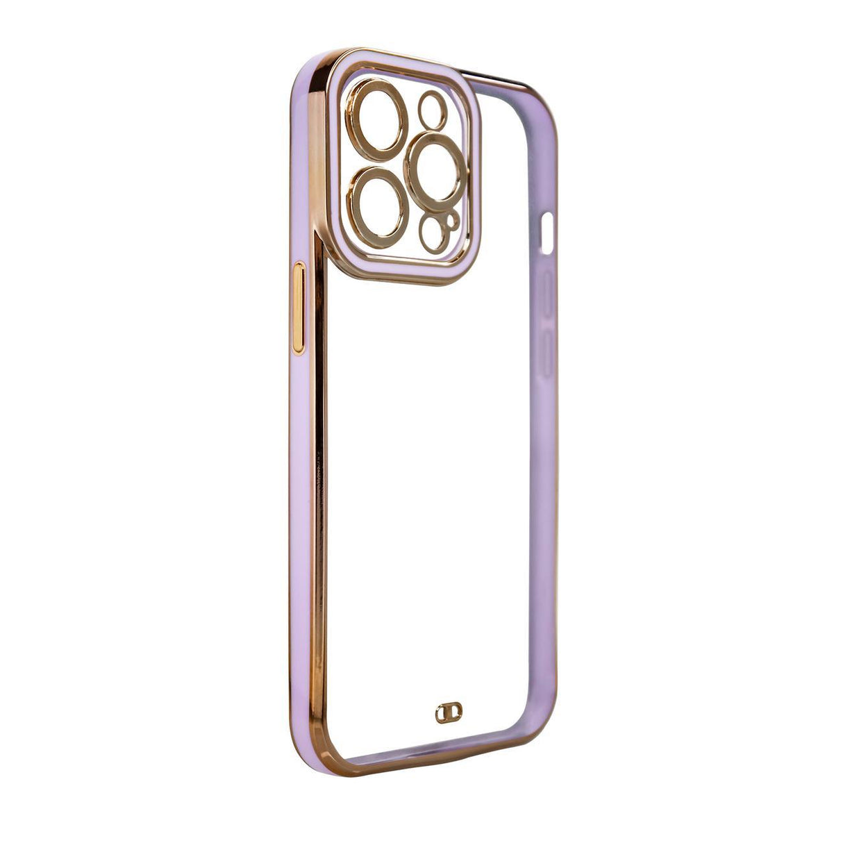 Capa Fashion Case para iPhone 12 Pro, capa de gel com moldura dourada na cor violeta.