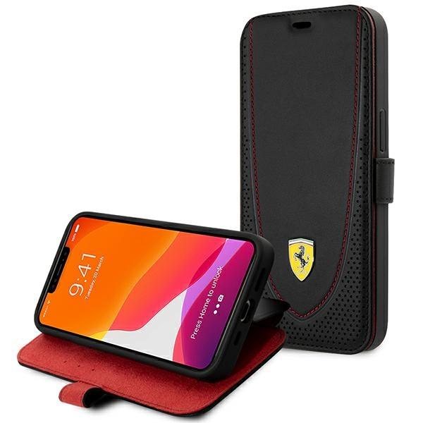 Etui Ferrari Leather Curved Line para iPhone 13 Pro - preto
