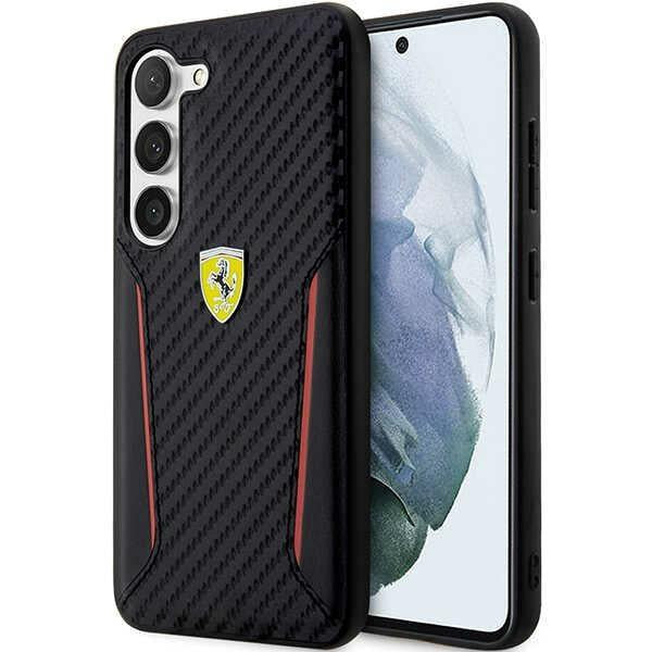 Capa Ferrari Carbon Contrast Edges para Samsung Galaxy S23+ - preta