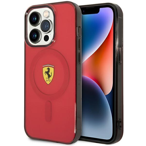 Capa Ferrari Translucent MagSafe para iPhone 14 Pro - vermelha
