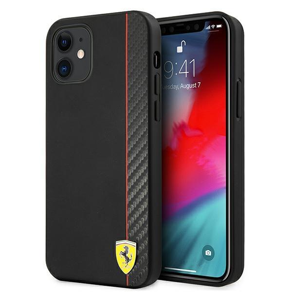 Etui Ferrari On Track Carbon Stripe para iPhone 12 mini - preto