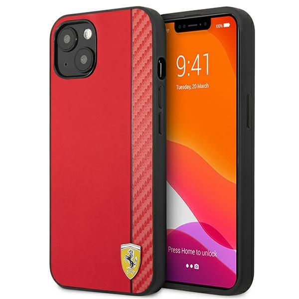 Etui Ferrari On Track Carbon Stripe para iPhone 13 - vermelho