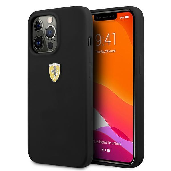 Etui Ferrari Silicone para iPhone 13 Pro Max - preto