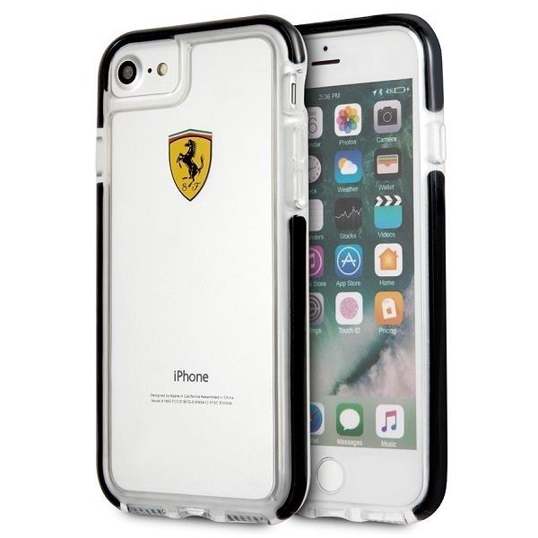 Capa Ferrari Antichoque para iPhone 7 / 8 / SE 2020 / SE 2022 - transparente-preta