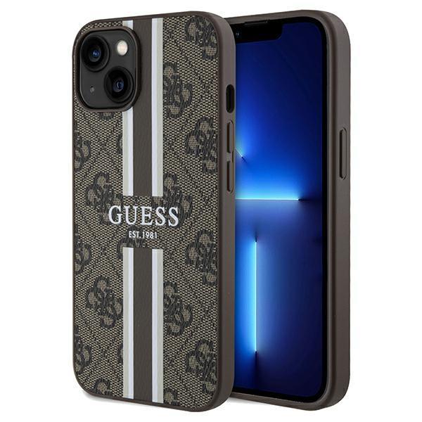 Capa Guess 4G Printed Stripes MagSafe para iPhone 15 / 14 / 13 - castanho