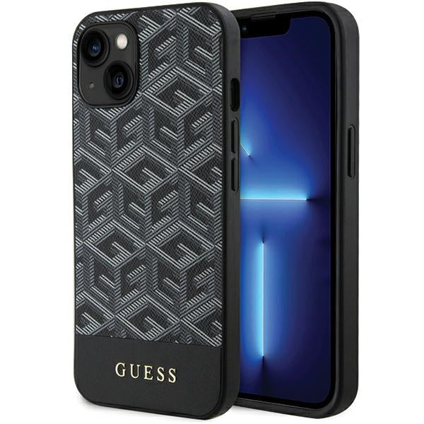 Capa Guess GCube Stripes MagSafe para iPhone 15 / 14 / 13 - preta