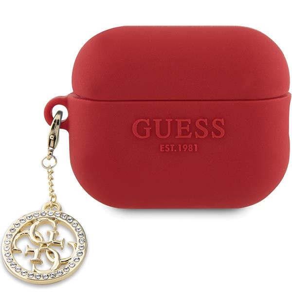 Etui Guess 3D Rubber 4G Diamond Charm para AirPods Pro 2 - vermelho
