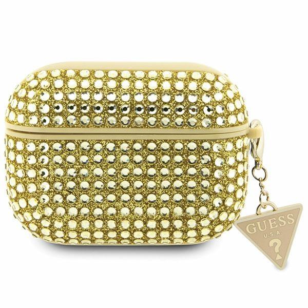 Estojo Guess com Pingente de Triângulo de Strass para AirPods Pro - dourado