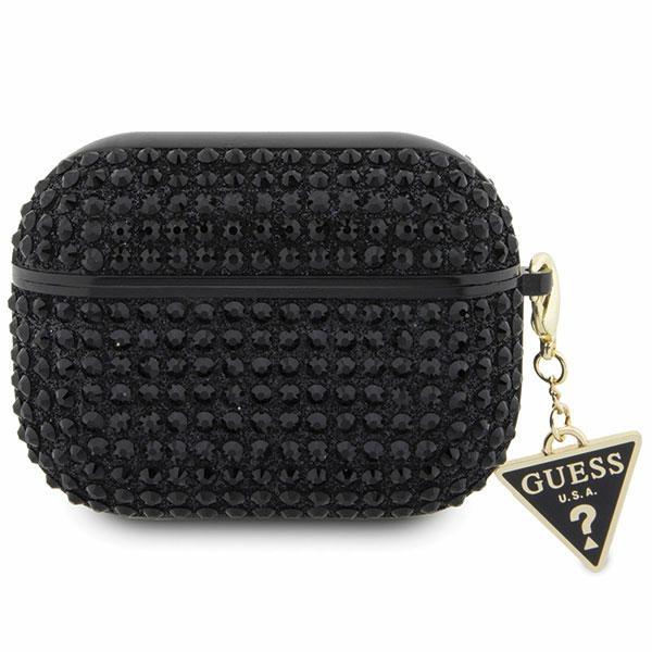 Etui Guess Rhinestone Triangle Charm para AirPods Pro - preto