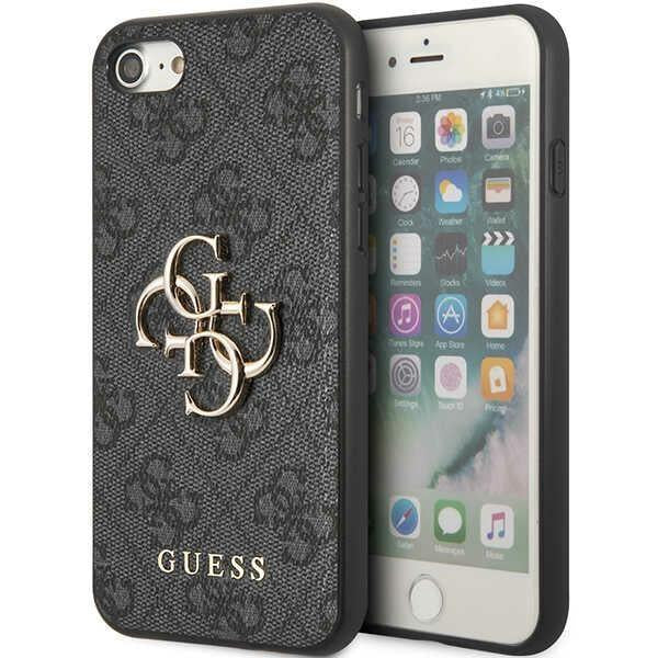 Capa Guess 4G com Logo Metálico Grande para iPhone 7 / 8 / SE 2020 / SE 2022 - cinza