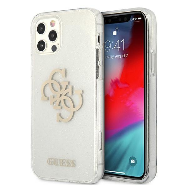 Capa Guess Glitter 4G com Logo Grande para iPhone 12 Pro Max - transparente