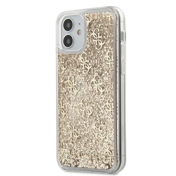 Guess GUHCP12SLG4GGPIGO iPhone 12 mini 5,4" dourado/gold capa rígida Gradient Liquid Glitter 4G