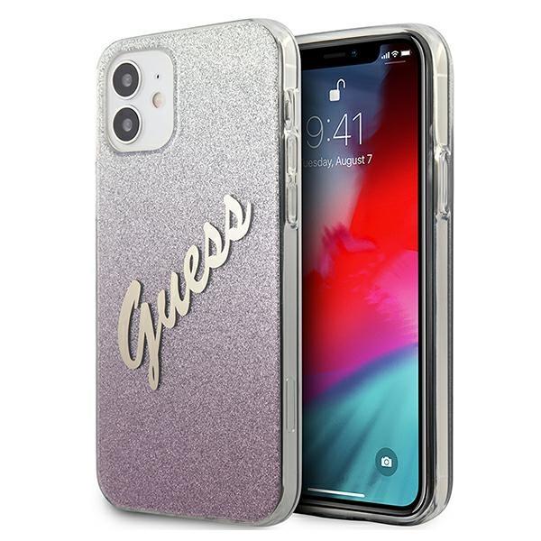 Capa Guess Glitter Gradient Script para iPhone 12 mini - dourada
