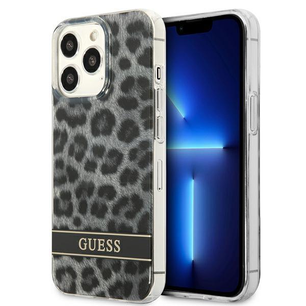 Capa Guess Leopard para iPhone 13 Pro / iPhone 13 - cinza