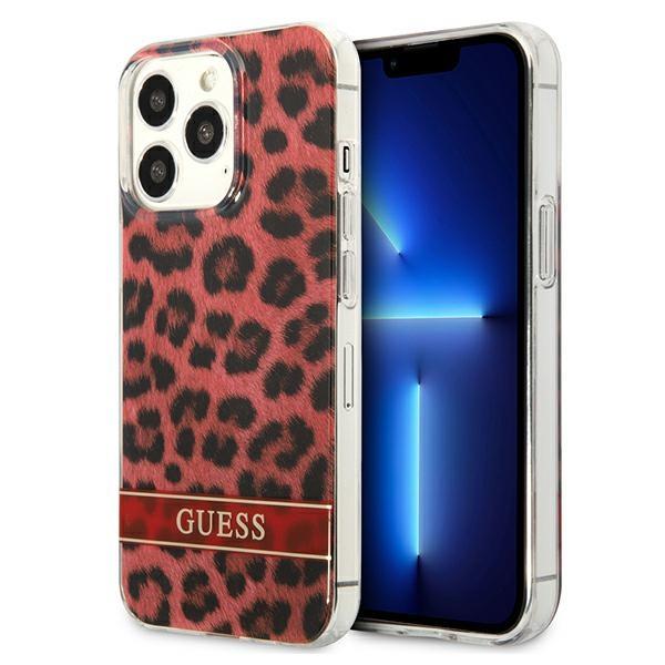 Capa Guess Leopard para iPhone 13 Pro / iPhone 13 - vermelha
