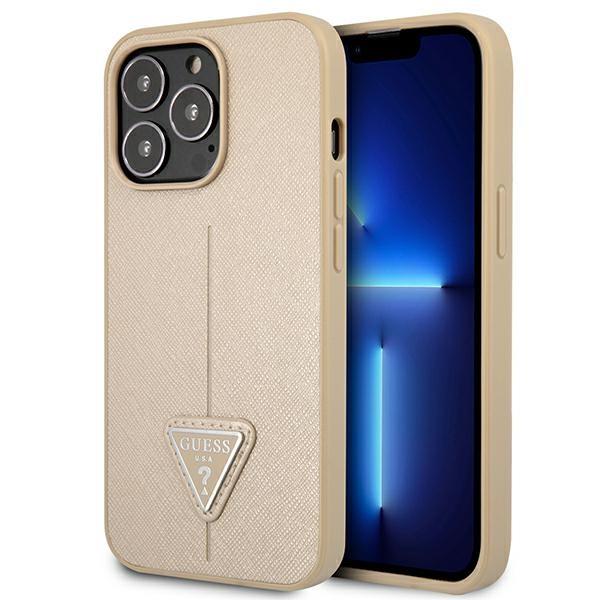 Etui Guess Saffiano Triangle Logo para iPhone 13 Pro / iPhone 13 - bege
