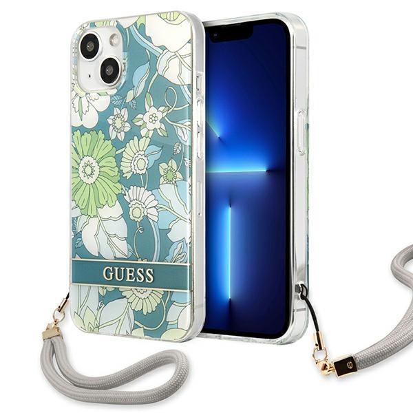 Capa Guess Flower Strap para iPhone 13 - verde