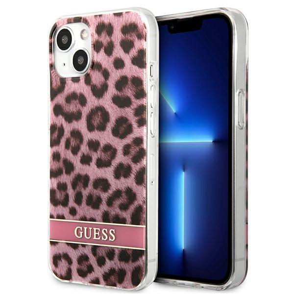 Capa Guess Leopard para iPhone 13 mini - rosa