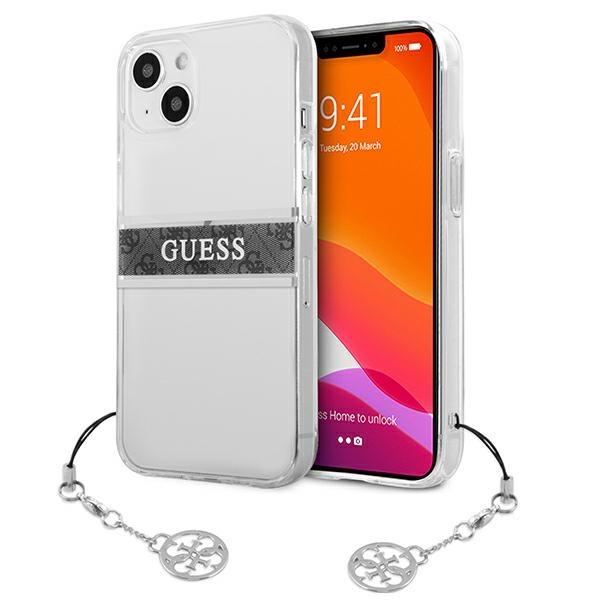 Etui Guess 4G Grey Strap Charm para iPhone 13 mini - transparente