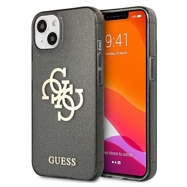 Capa Guess Glitter 4G com Logo Grande para iPhone 13 mini - preta