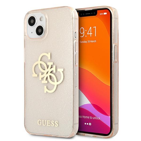 Capa Guess Glitter 4G com Logo Grande para iPhone 13 mini - dourada
