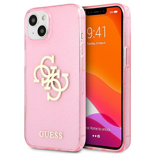 Capa Guess Glitter 4G com Logo Grande para iPhone 13 mini - rosa