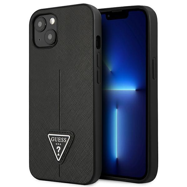 Capa Guess Saffiano Triangle Logo para iPhone 13 mini - preta