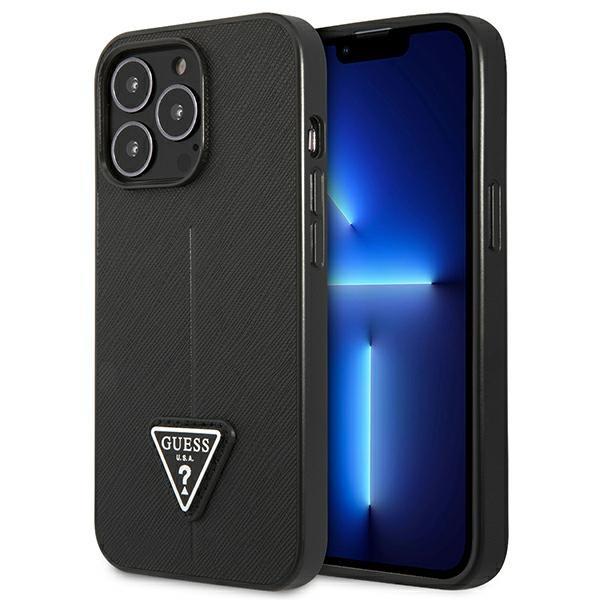 Etui Guess Saffiano Triangle Logo para iPhone 14 Pro - preto