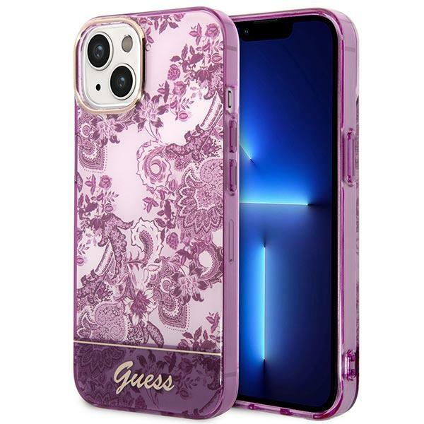 Capa Guess Porcelain Collection para iPhone 14 Plus - cor fúcsia