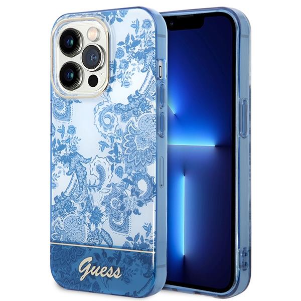Capa Guess Porcelain Collection para iPhone 14 Pro Max - azul