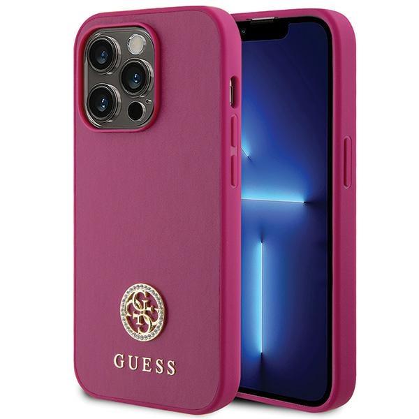 Capa Guess Strass Metal Logo para iPhone 15 Pro - rosa