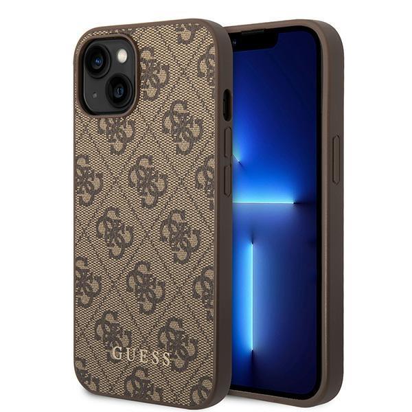 Capa Guess 4G Metal Gold Logo para iPhone 15 Plus - castanho