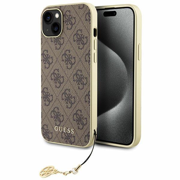 Etui Guess 4G Charms Collection para iPhone 15 Plus - castanho