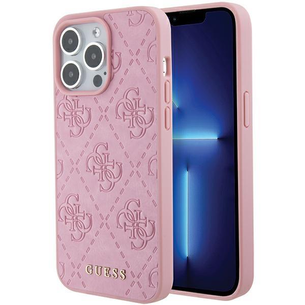 Capa Guess Leather 4G Estampada para iPhone 15 Pro Max - rosa