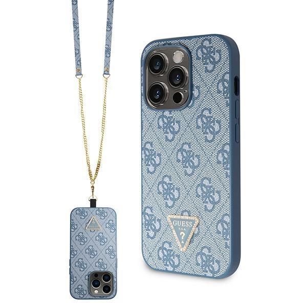 Capa Guess Crossbody 4G Metal Logo para iPhone 15 Pro Max - azul