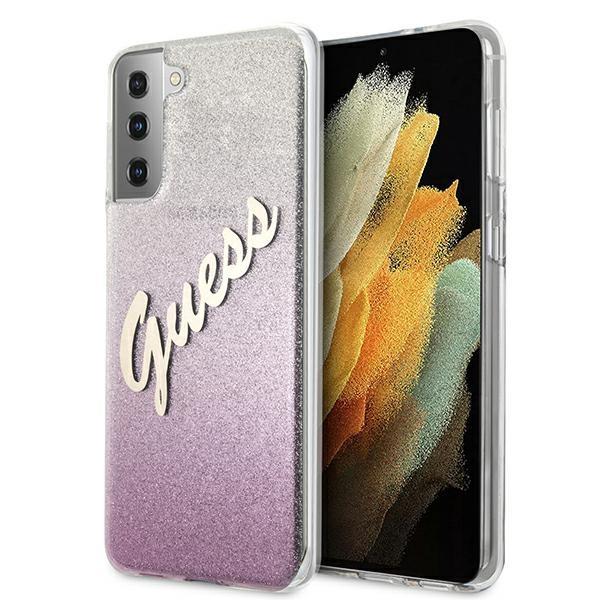 Capa Guess Glitter Gradient Script para Samsung Galaxy S21+ - azul