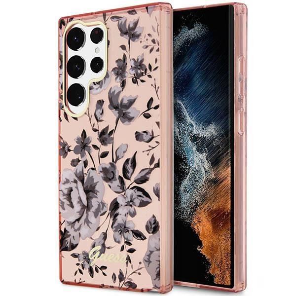 Estojo Guess Flower Collection para Samsung Galaxy S23 Ultra - rosa