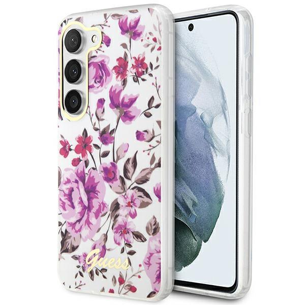 Capa Guess Flower Collection para Samsung Galaxy S23 - branca