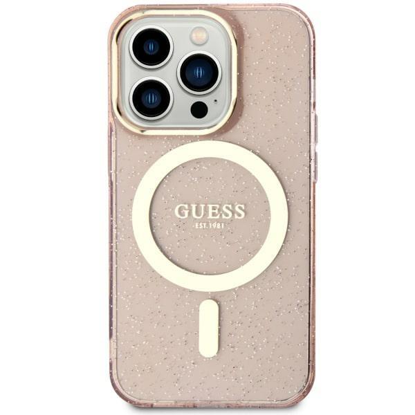 Capa Guess Glitter Gold MagSafe para iPhone 11 / Xr - rosa