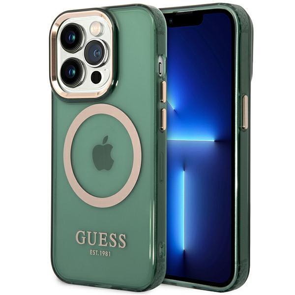 Capa Guess Gold Outline Translucent MagSafe para iPhone 14 Pro - verde