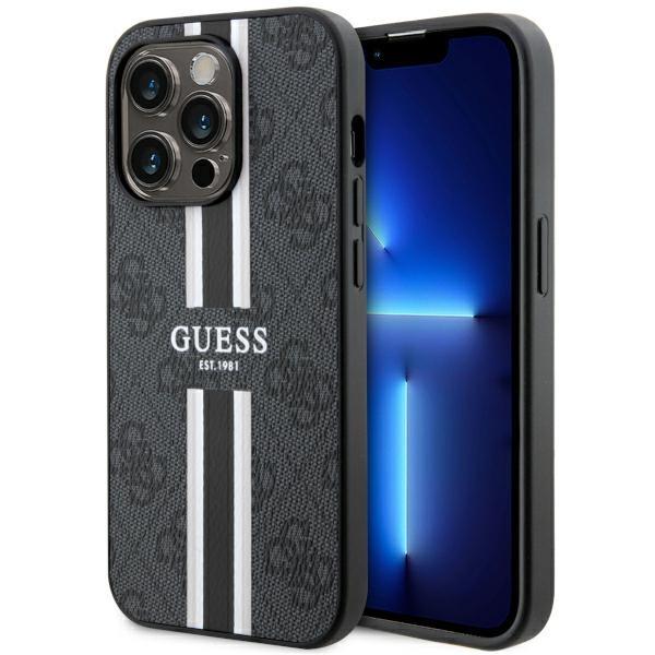 Capa Guess 4G Printed Stripes MagSafe para iPhone 14 Pro - preta