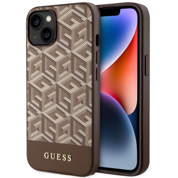 Capa Guess GCube Stripes MagSafe para iPhone 14 Plus - castanho