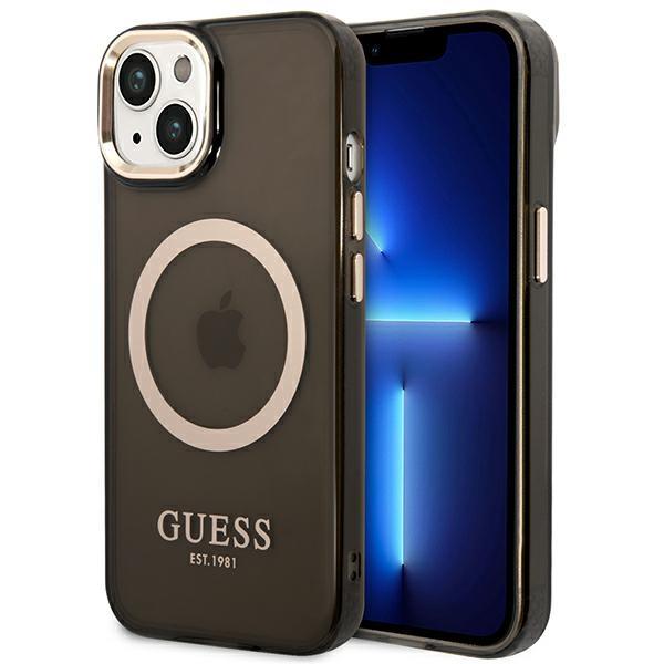 Capa Guess Gold Outline Translucent MagSafe para iPhone 14 Plus - preta